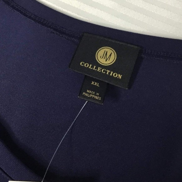 JM Collection Abstract Color block Roundneck Flare Sleeve Slit Tunic Top XXL - Picture 5 of 7